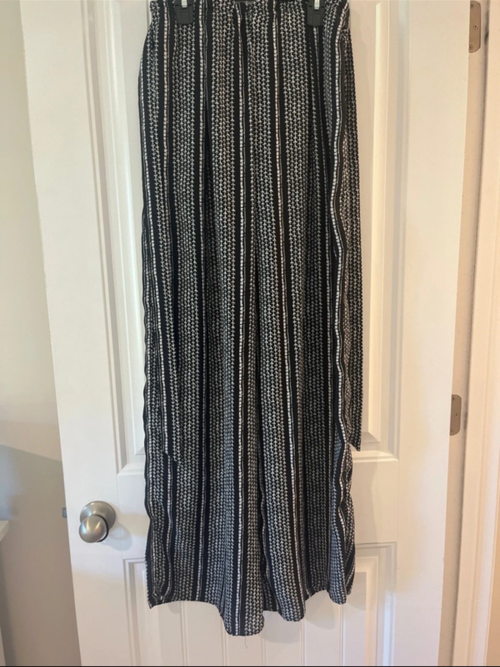 Black and White Striped Maxi Skirt